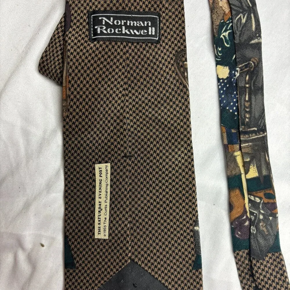 Vtg Norman Rockwell Father Daughter 100% Silk Neck Tie
